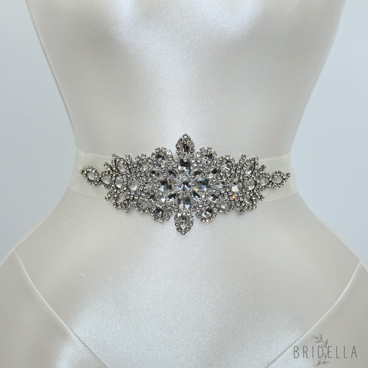 Silver Rhinestone & Pearl Belt - White - Belts