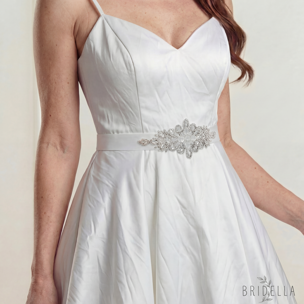 Silver Rhinestone & Pearl Belt - White - Belts