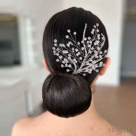 BHP587-Peals silver rhinestone pearl tiara