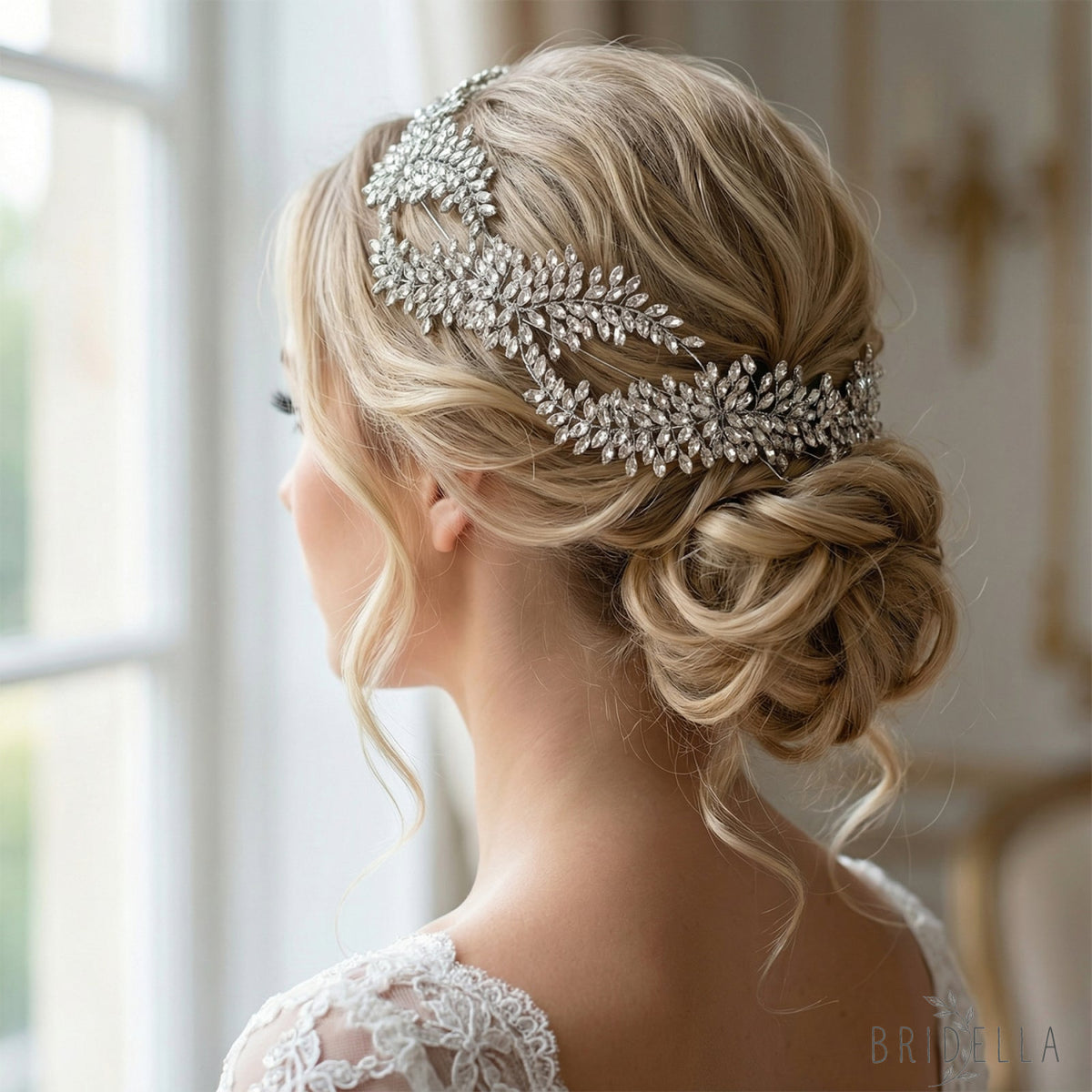 Silver Rhinestone Pearl Bridal Crown Tiara - Bridella BHP444-S - Silvery - HEADWEAR