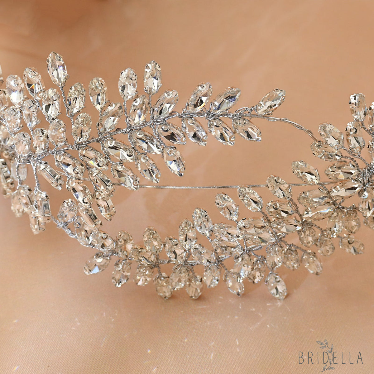 Silver Rhinestone Pearl Bridal Crown Tiara - Bridella BHP444-S - Silvery - HEADWEAR
