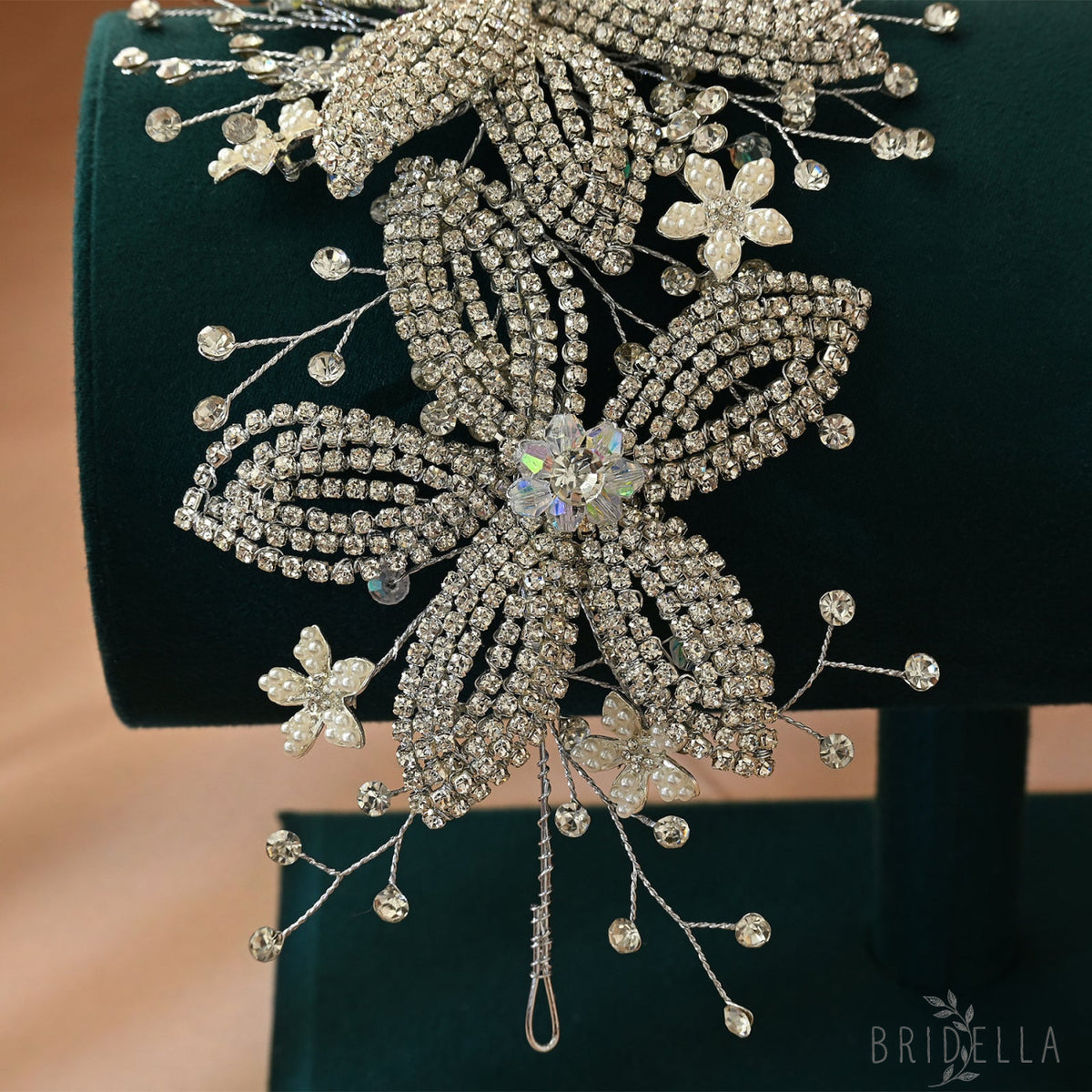 Silver Rhinestone Pearl Bridal Crown Wedding Headpiece - Bridella BHP252-S - Silvery - HEADWEAR