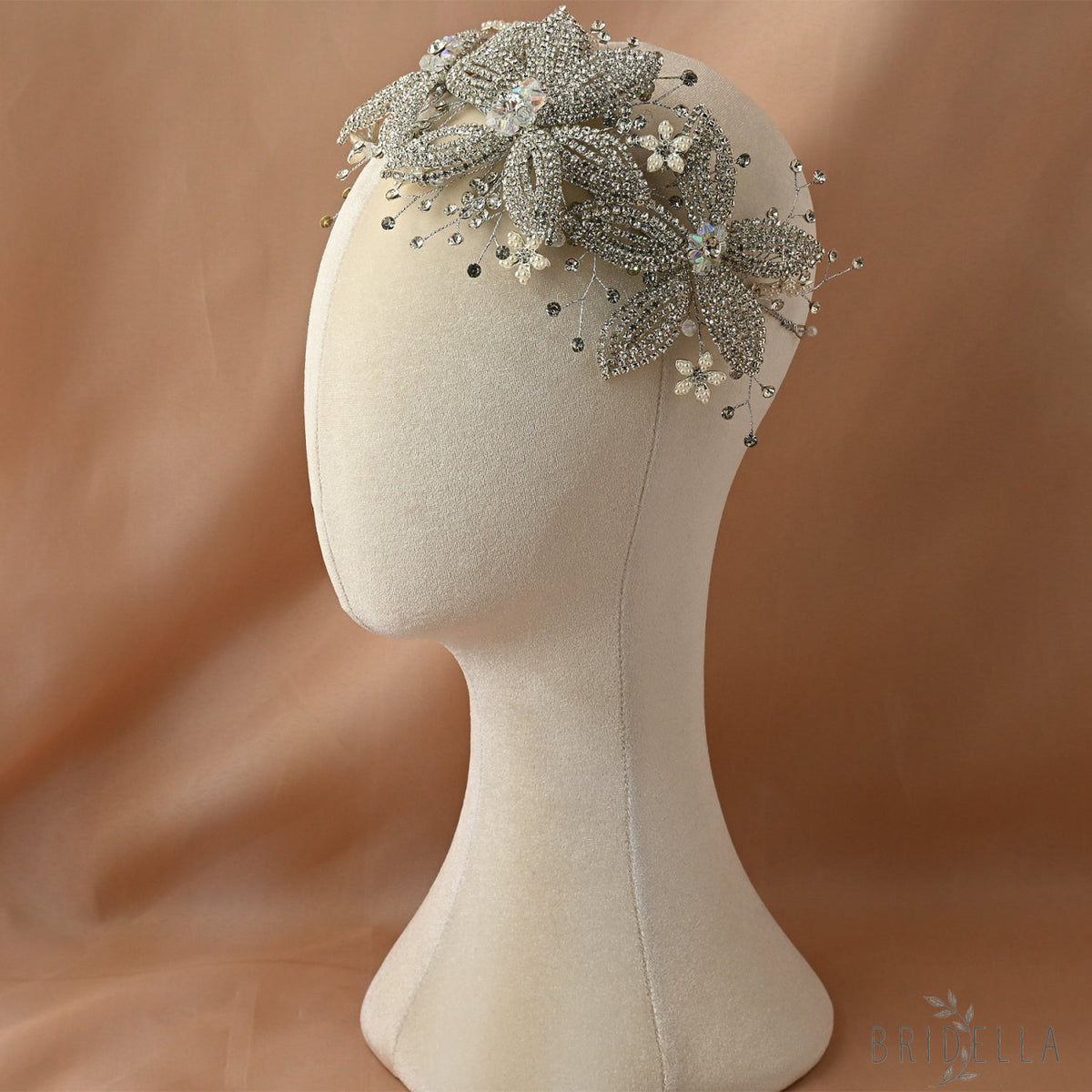 Silver Rhinestone Pearl Bridal Crown Wedding Headpiece - Bridella BHP252-S - Silvery - HEADWEAR