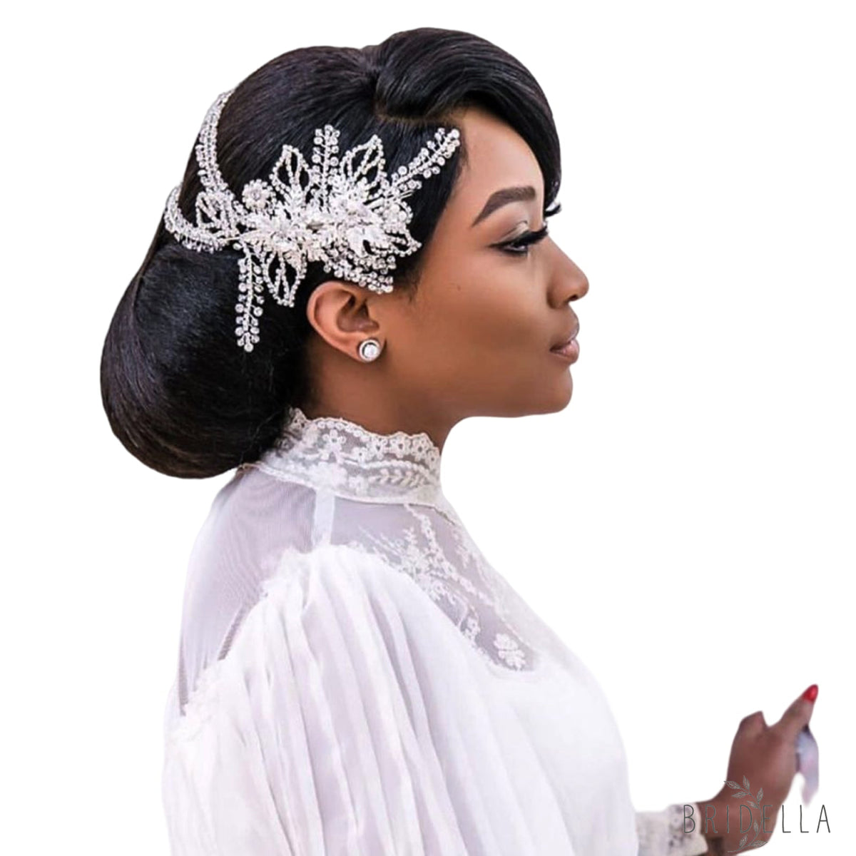 BHP254-S silver rhinestone pearl crown