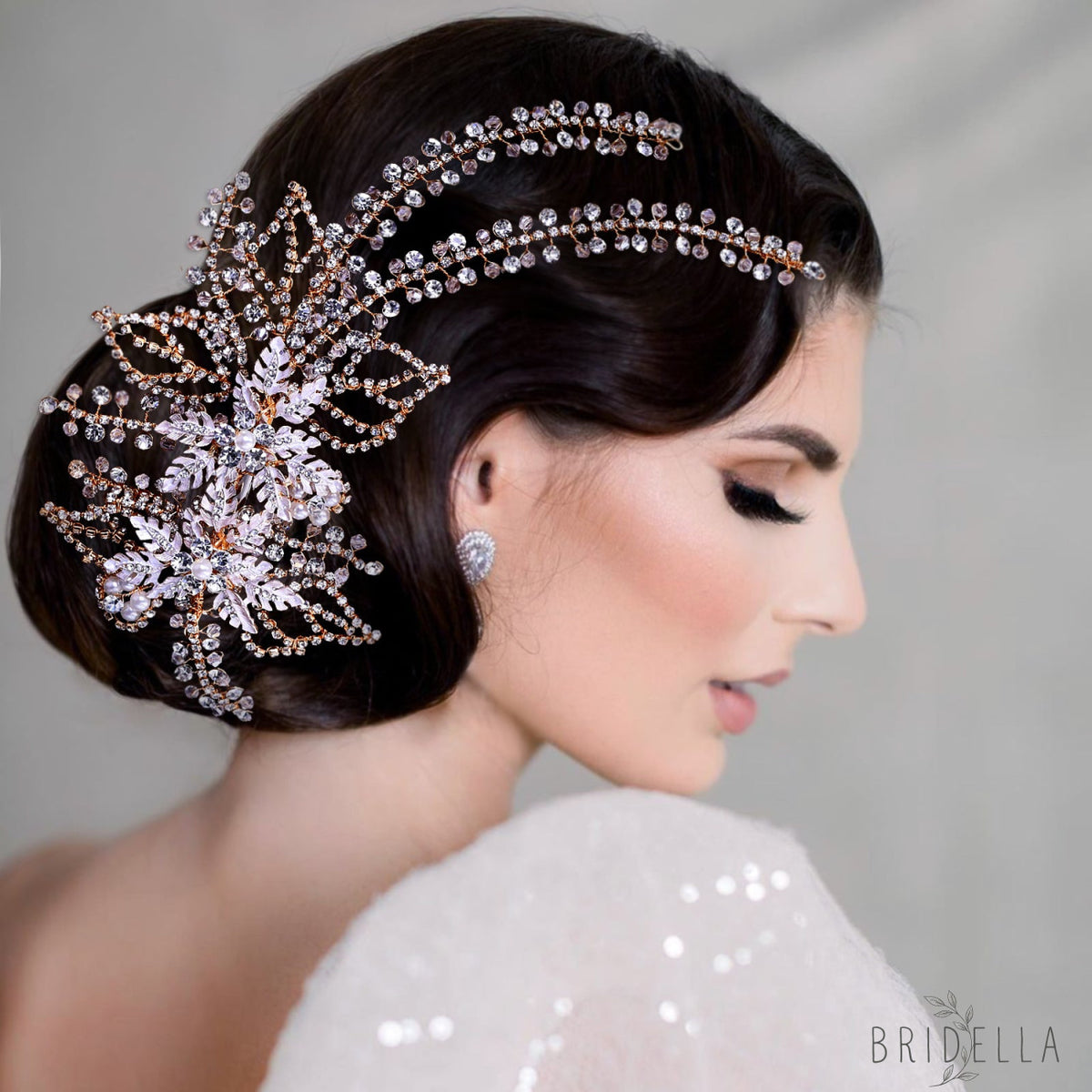 BHP254-S silver rhinestone pearl crown