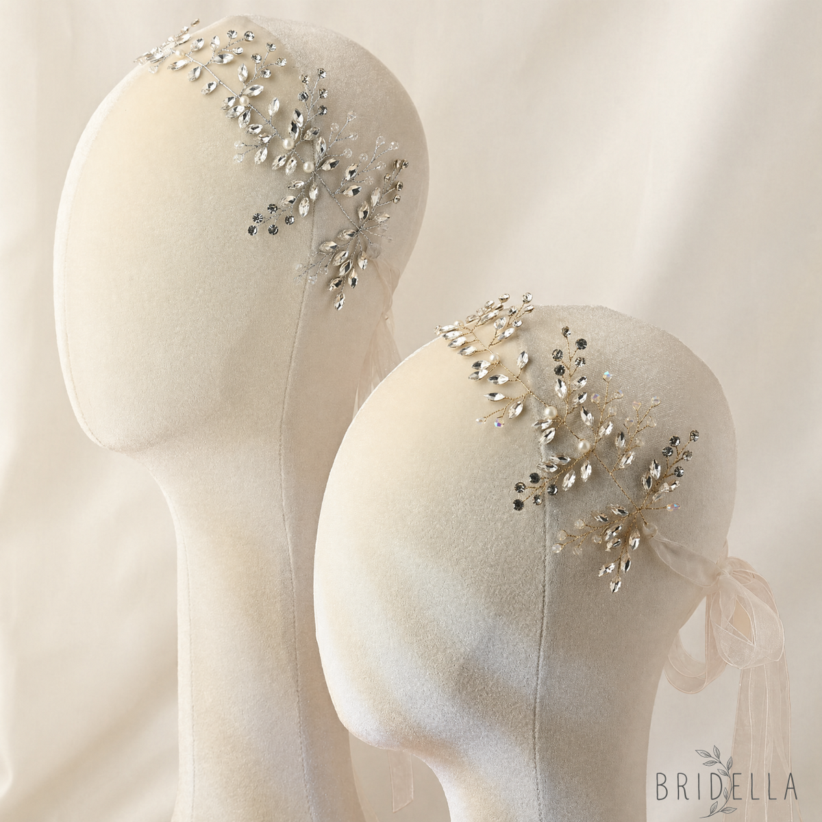 Silver Rhinestone Pearl Bridal Fascinator Wedding Headpiece - Bridella BHP21-S - HEADWEAR