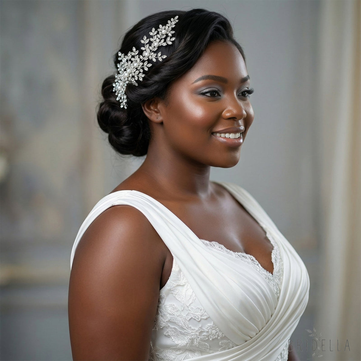 Silver Rhinestone Pearl Bridal Hair Comb Wedding Accessory - Bridella BHP434-S - Silvery - HEADWEAR