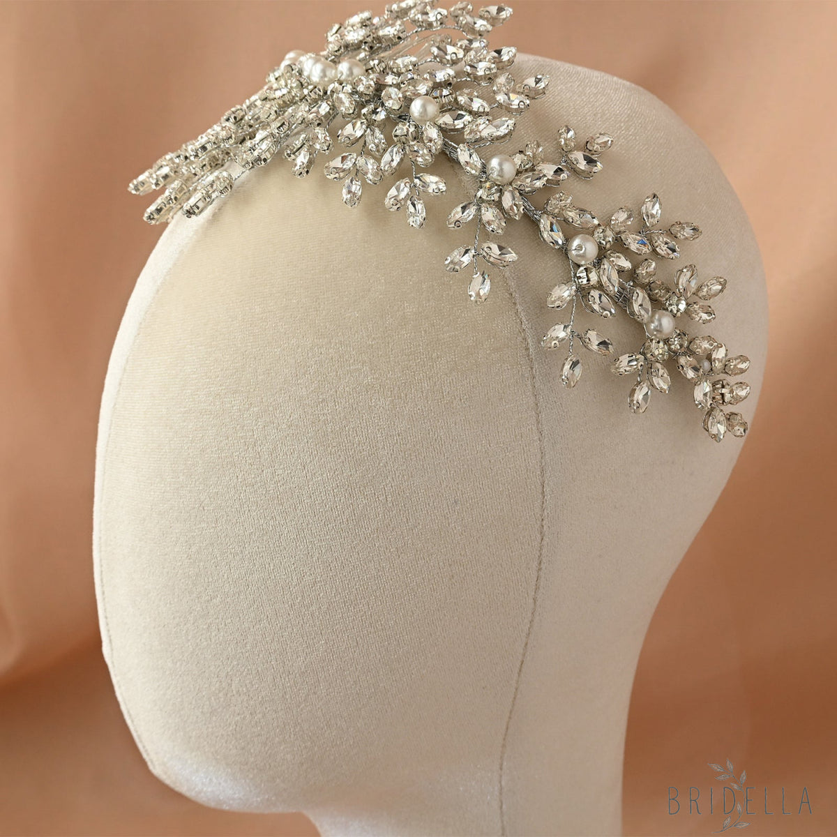Silver Rhinestone Pearl Bridal Hair Comb Wedding Accessory - Bridella BHP434-S - Silvery - HEADWEAR