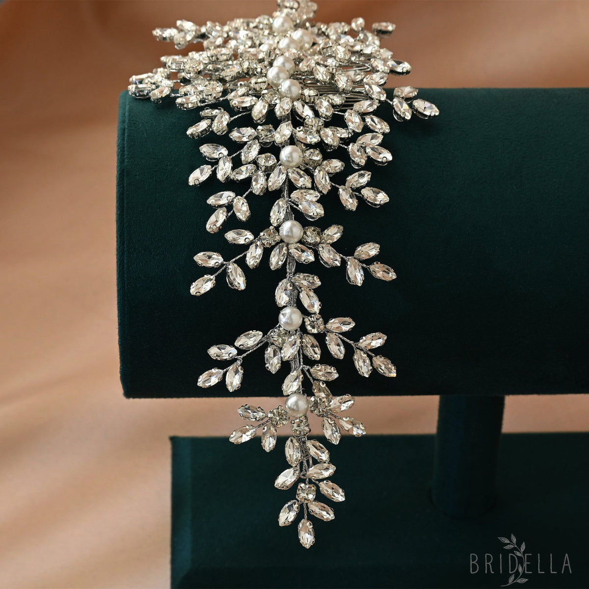 Silver Rhinestone Pearl Bridal Hair Comb Wedding Accessory - Bridella BHP434-S - Silvery - HEADWEAR