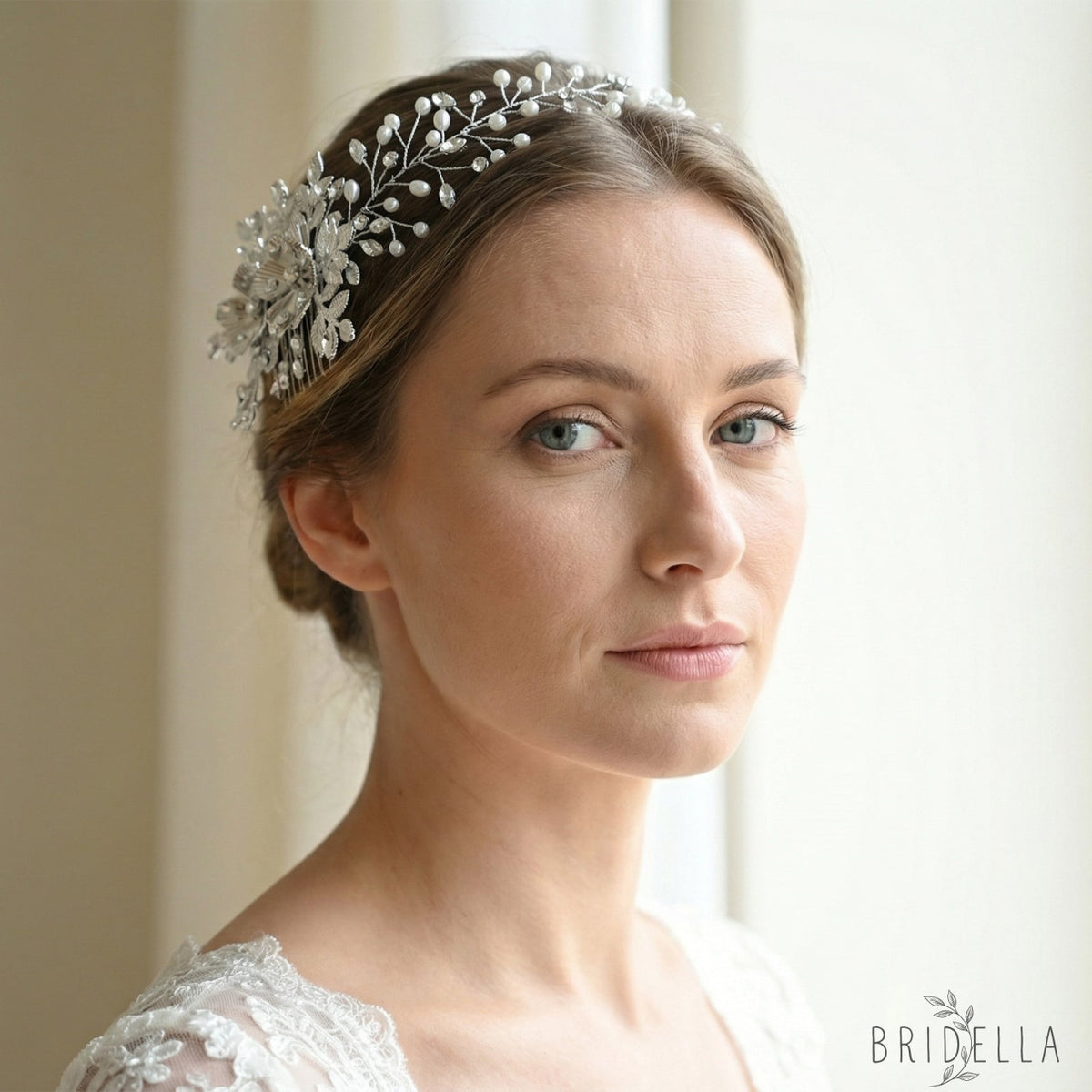 Silver Rhinestone Pearl Bridal Hair Comb Wedding Headpiece - Bridella BHP520-S - Silvery - HEADWEAR