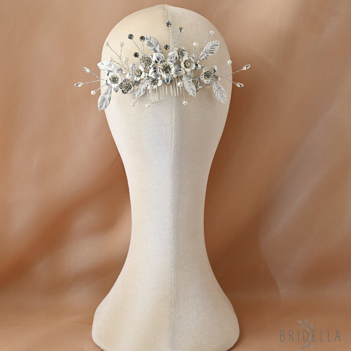Silver Rhinestone Pearl Bridal Hair Comb Wedding Headpiece - Bridella BHP520-S - Silvery - HEADWEAR