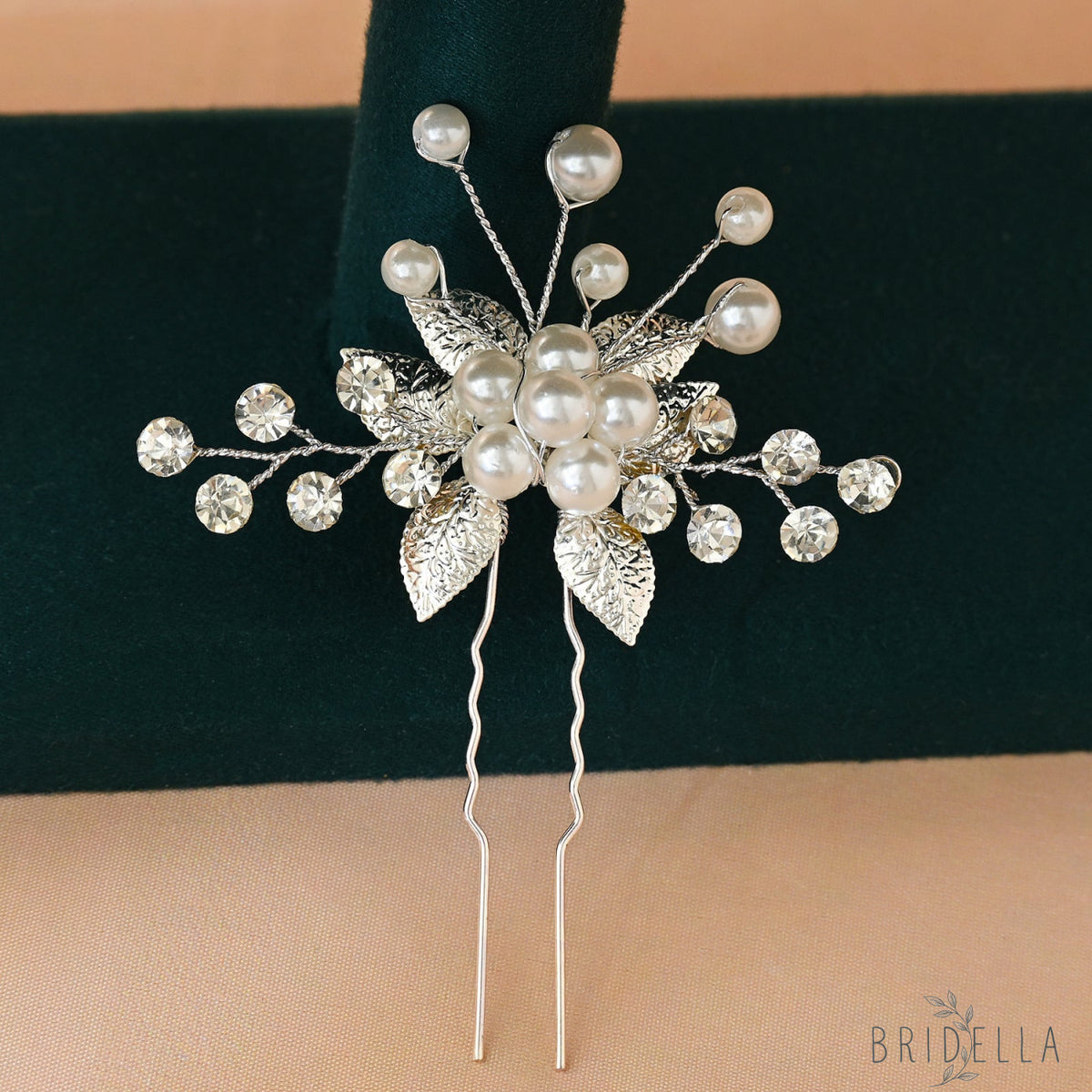Silver Rhinestone Pearl Bridal Hair Pins Wedding - Bridella BHP504-S - Silvery - HEADWEAR