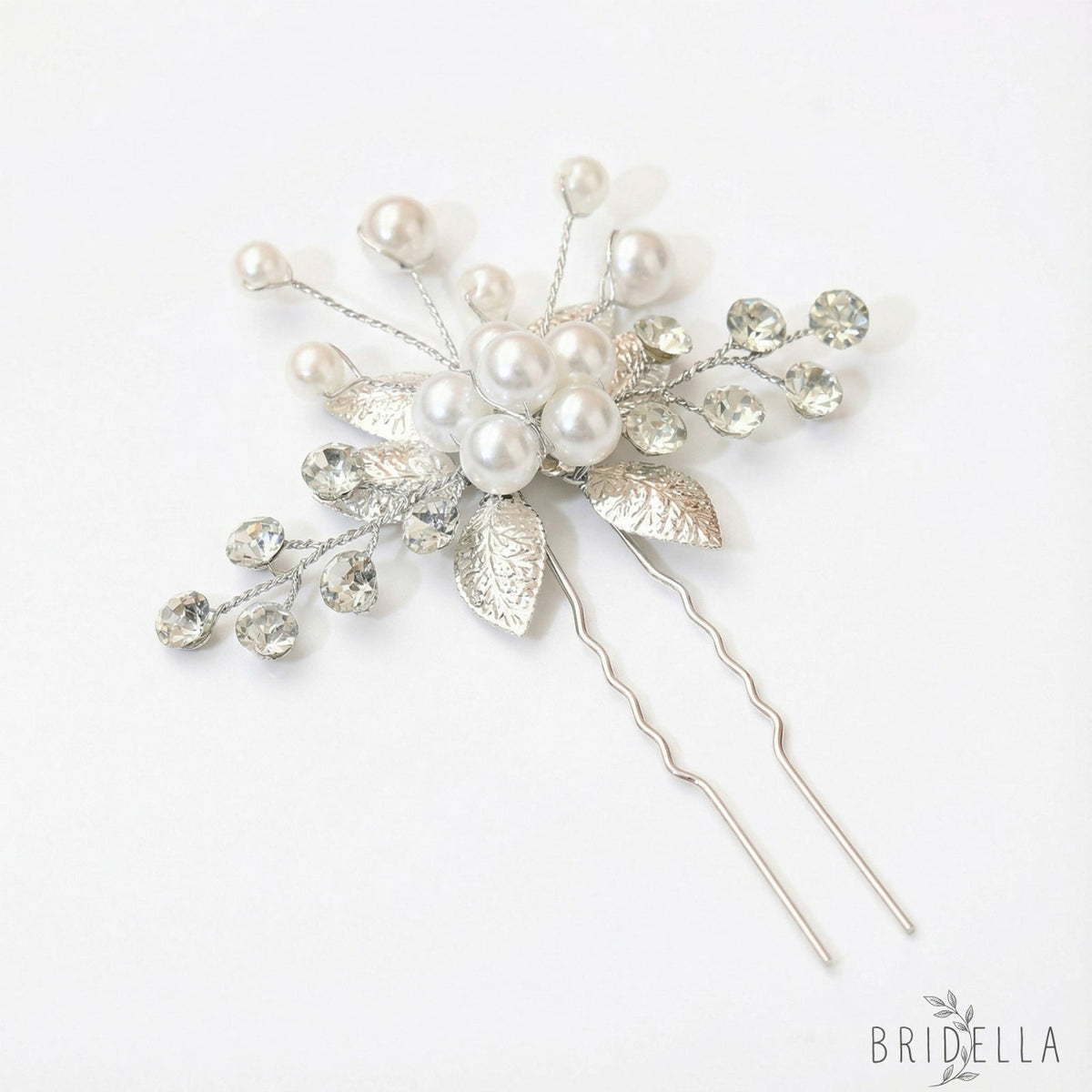 Silver Rhinestone Pearl Bridal Hair Pins Wedding - Bridella BHP504-S - Silvery - HEADWEAR