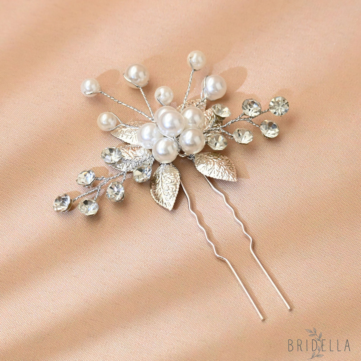 Silver Rhinestone Pearl Bridal Hair Pins Wedding - Bridella BHP504-S - Silvery - HEADWEAR