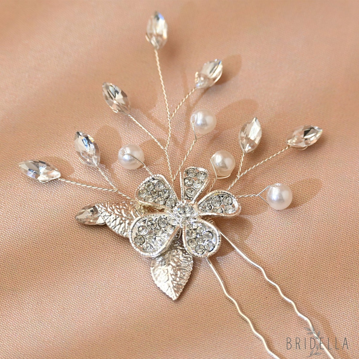 Silver Rhinestone Pearl Bridal Hair Pins Wedding - Bridella BHP506-S - Silvery - HEADWEAR