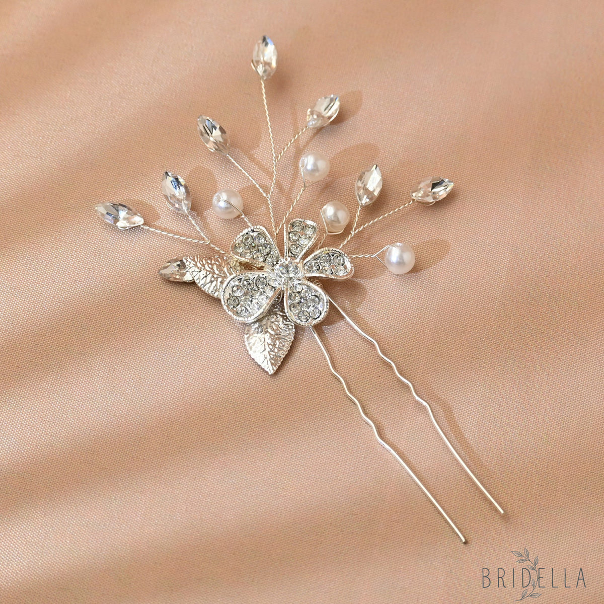 Silver Rhinestone Pearl Bridal Hair Pins Wedding - Bridella BHP506-S - Silvery - HEADWEAR
