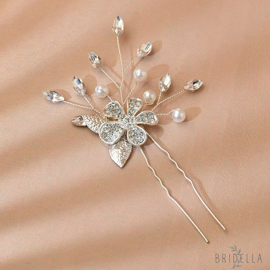 Silver Rhinestone Pearl Bridal Hair Pins Wedding - Bridella BHP506-S - Silvery - HEADWEAR