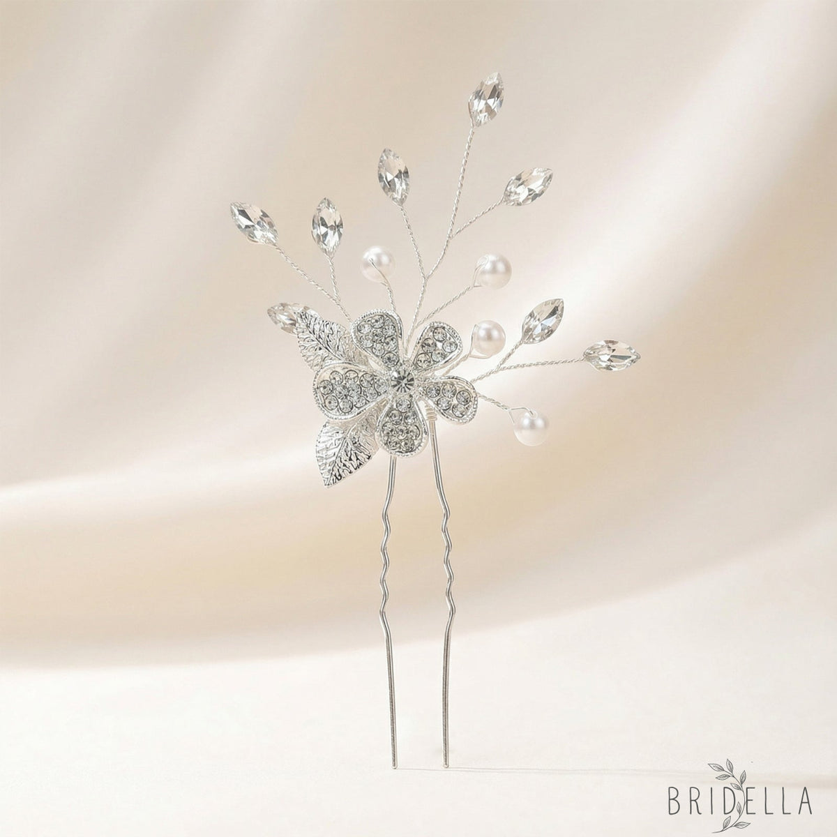 Silver Rhinestone Pearl Bridal Hair Pins Wedding - Bridella BHP506-S - Silvery - HEADWEAR