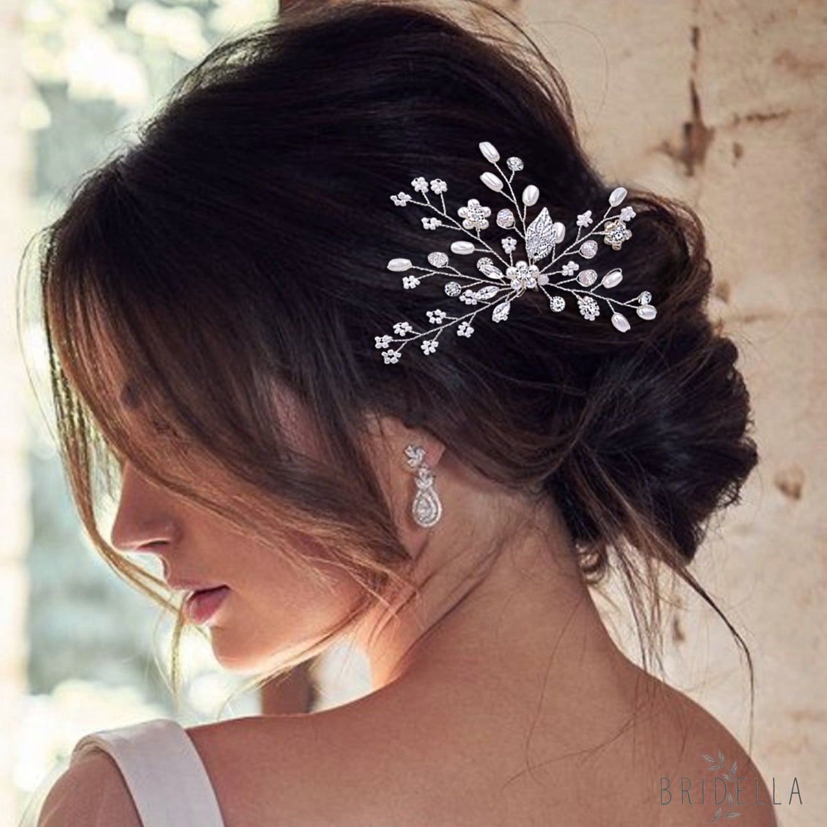 BHP103 silver rhinestone pearl headband
