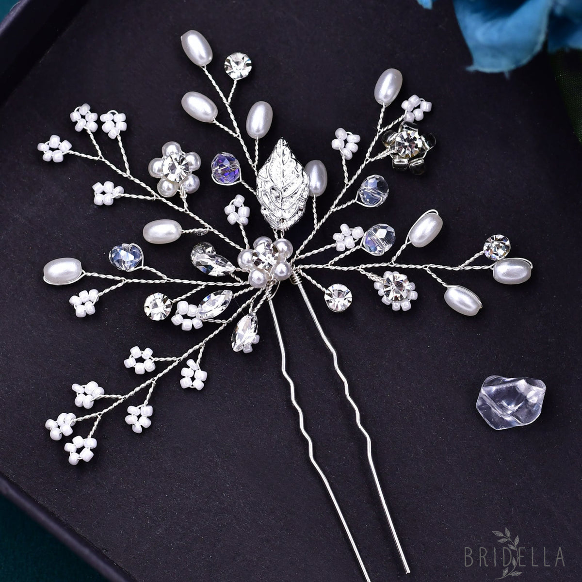 BHP103 silver rhinestone pearl headband