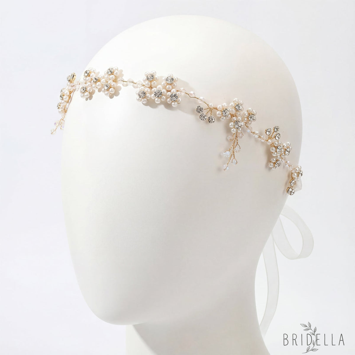Silver Rhinestone Pearl Bridal Headband – Bridella BHP129-S - Silvery - HEADWEAR