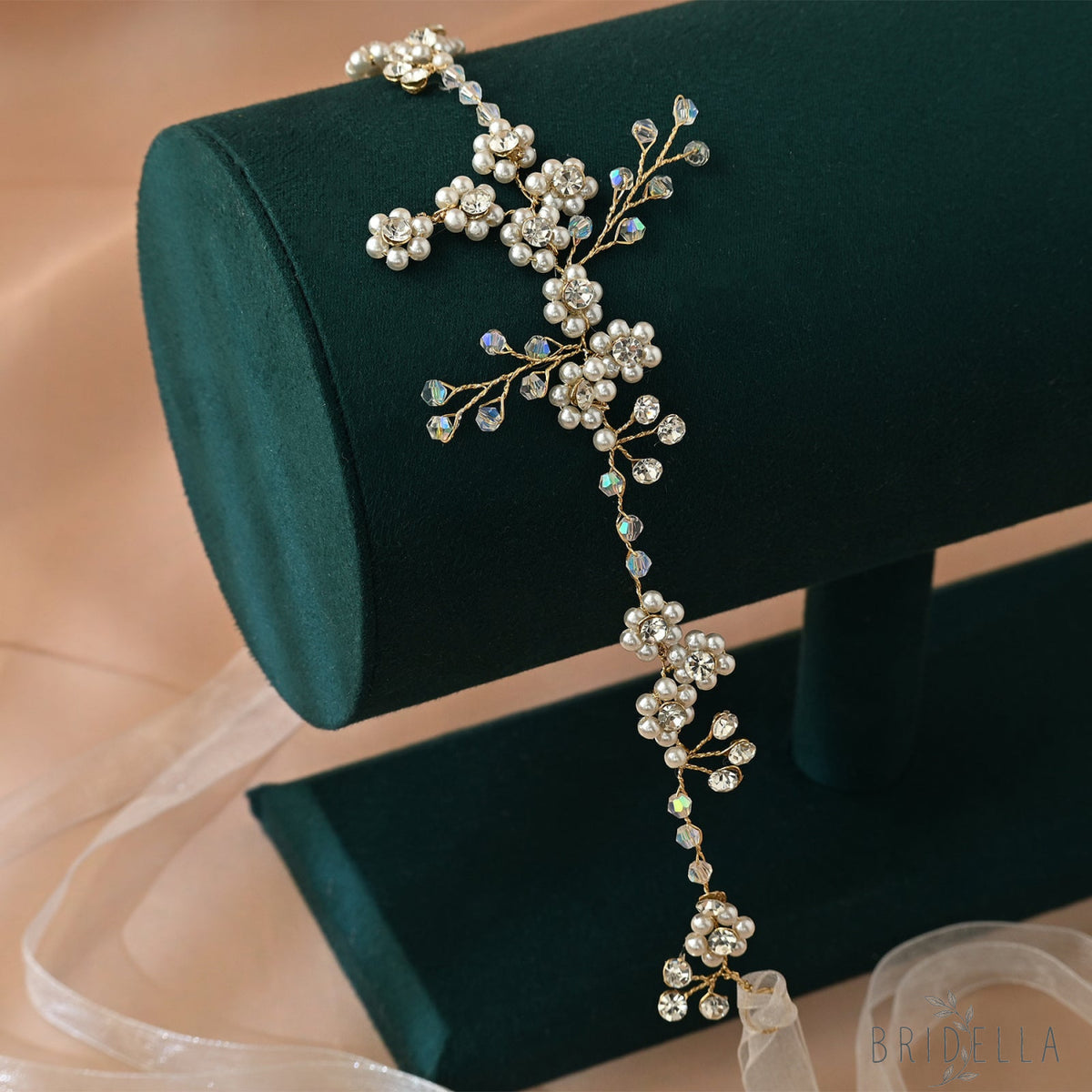 Silver Rhinestone Pearl Bridal Headband – Bridella BHP129-S - Silvery - HEADWEAR