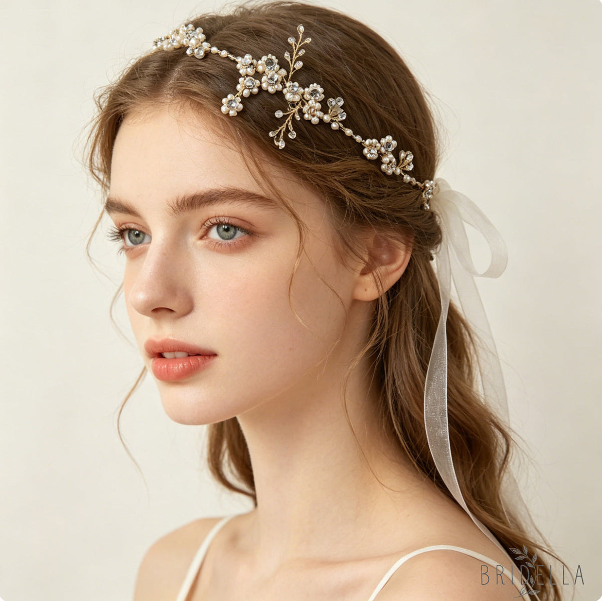 Silver Rhinestone Pearl Bridal Headband – Bridella BHP129-S - Silvery - HEADWEAR
