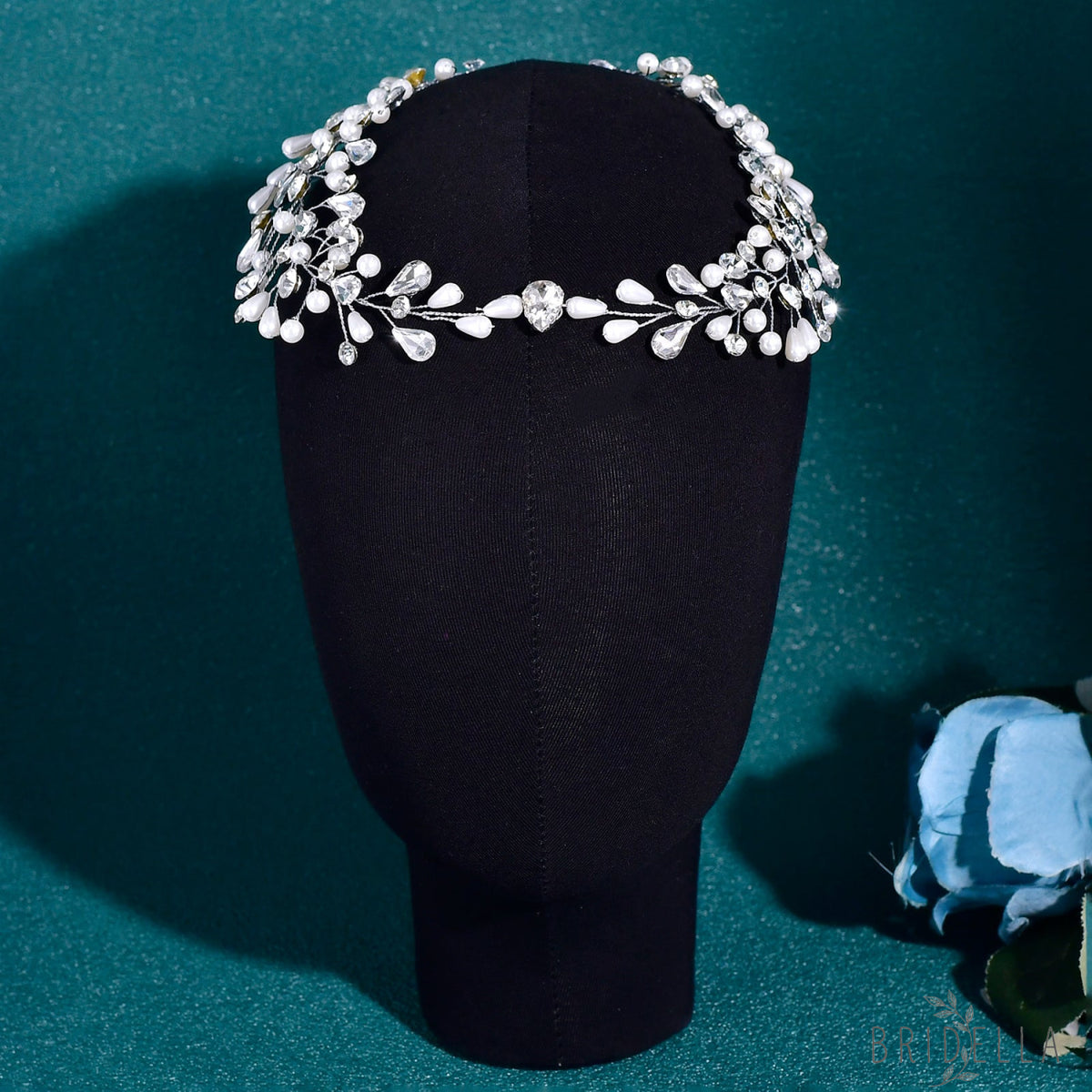 BHP835-S silver rhinestone pearl headband