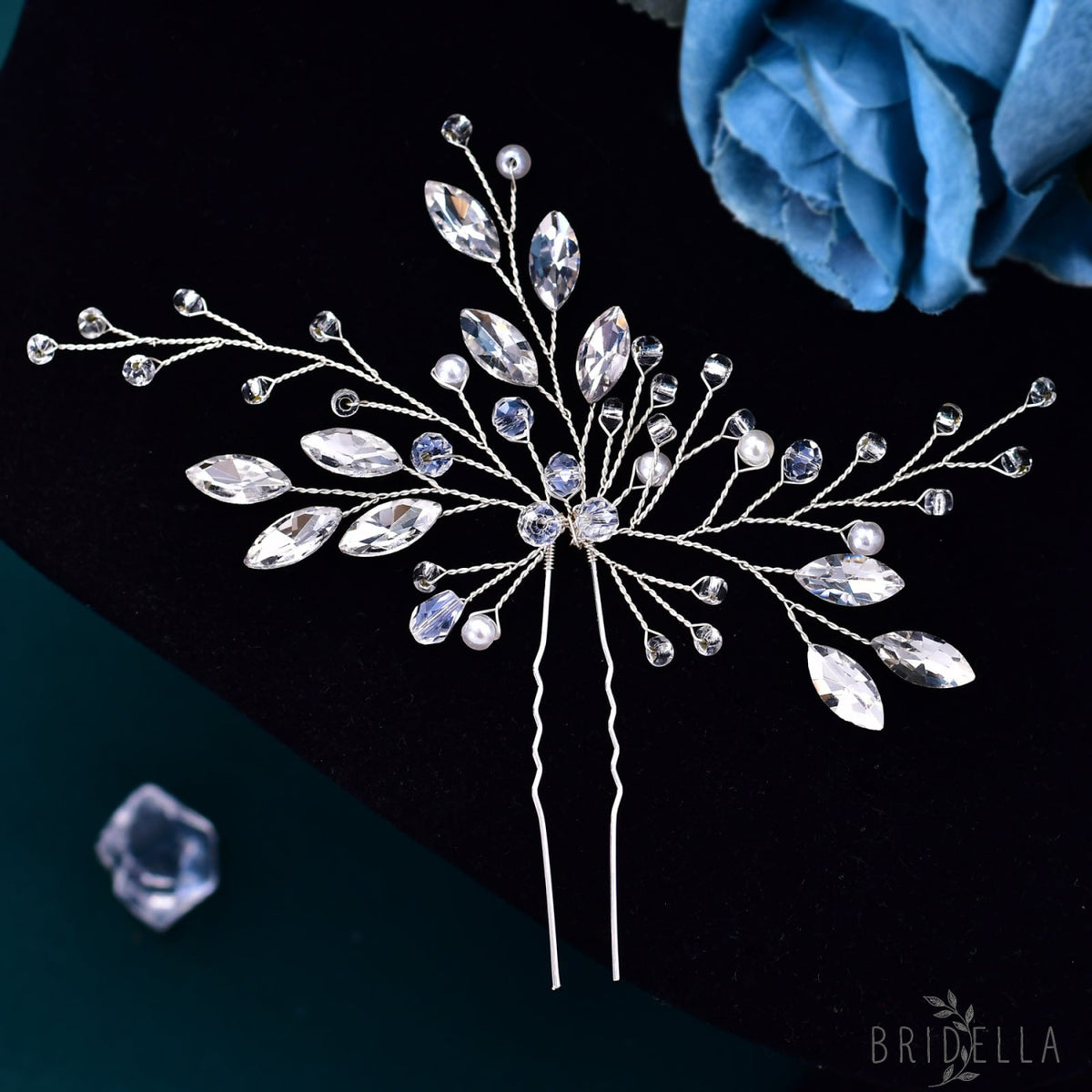 BHP103-GM silver rhinestone pearl headband
