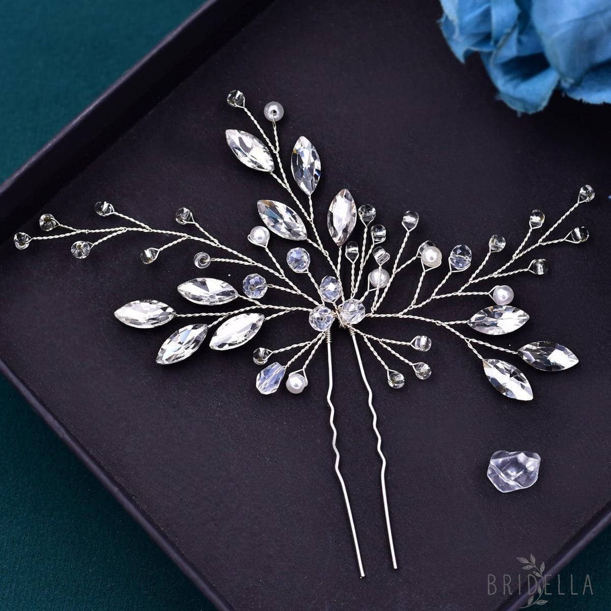 BHP103-GM silver rhinestone pearl headband
