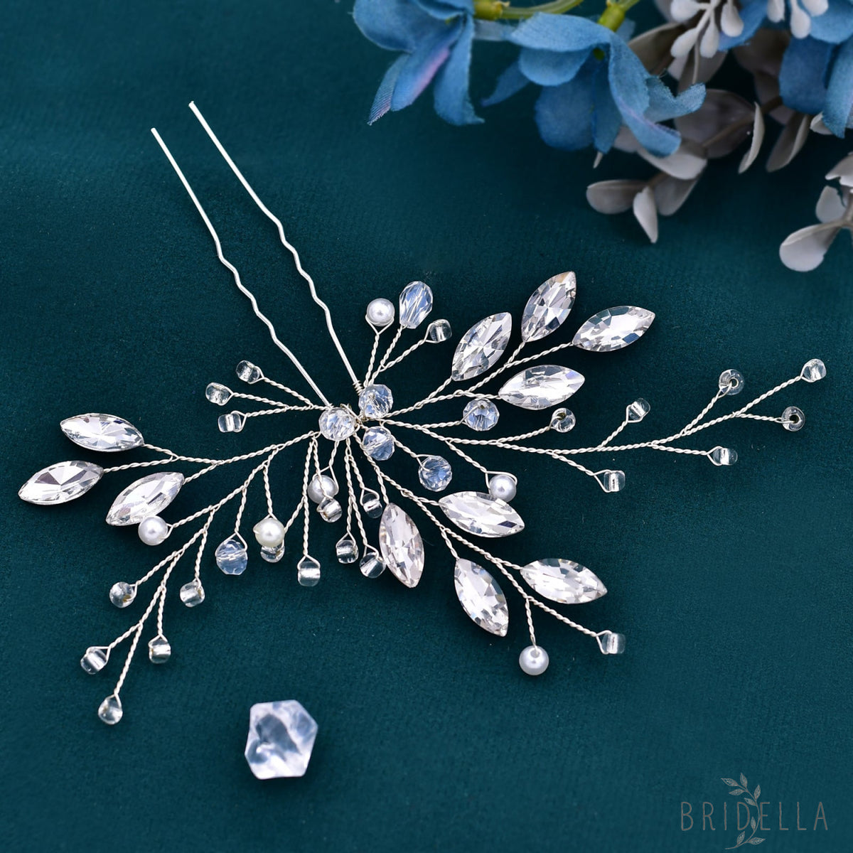 BHP103-GM silver rhinestone pearl headband