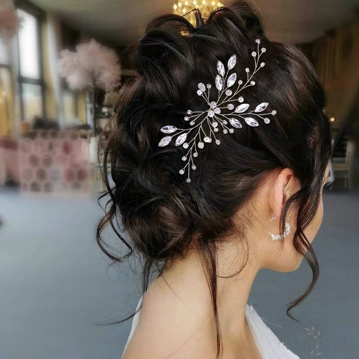 BHP103-GM silver rhinestone pearl headband