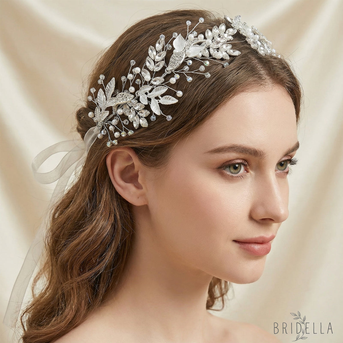 Silver Rhinestone Pearl Bridal Headband Wedding Hairpiece - Bridella BHP272-S - Silvery - HEADWEAR