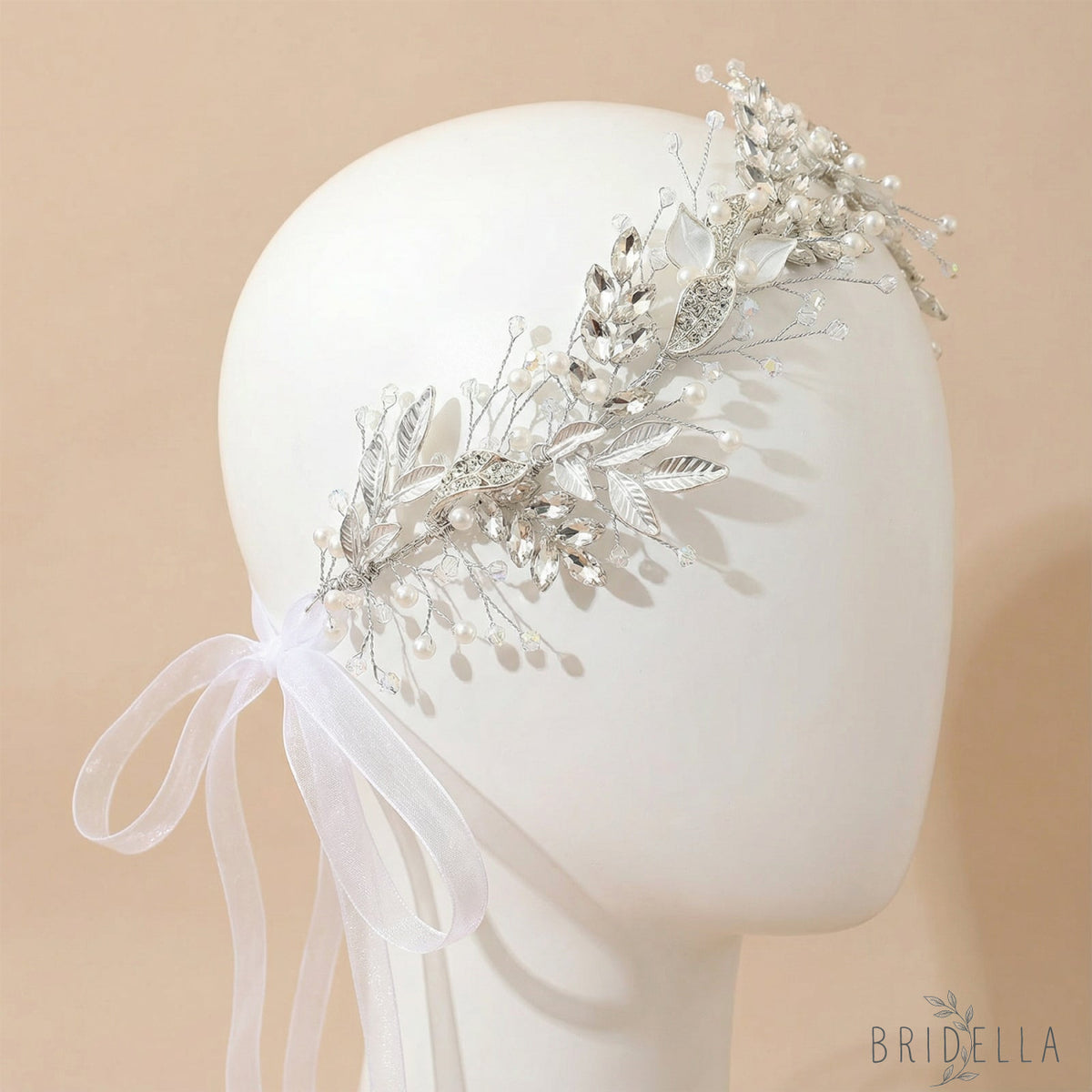 Silver Rhinestone Pearl Bridal Headband Wedding Hairpiece - Bridella BHP272-S - Silvery - HEADWEAR