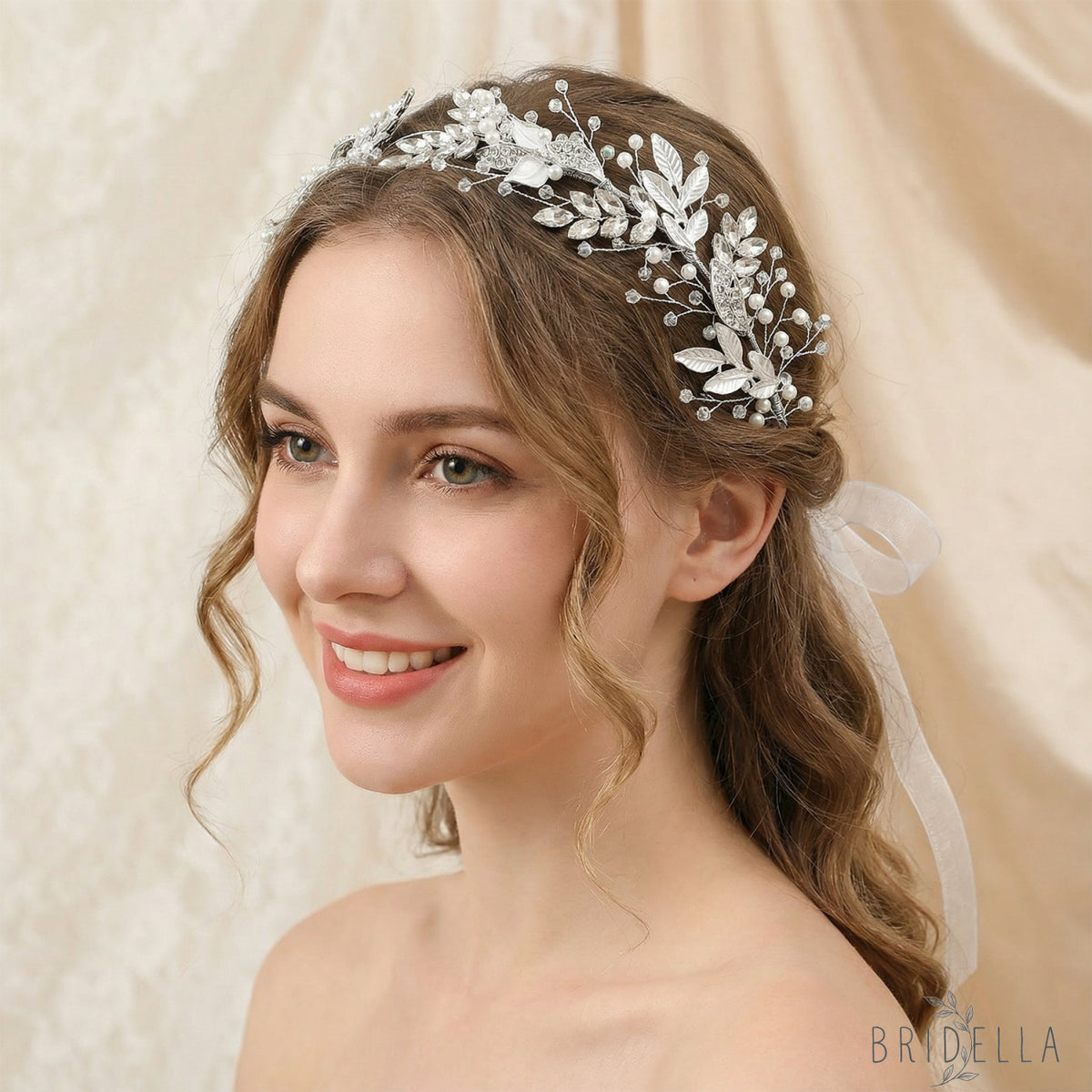 Silver Rhinestone Pearl Bridal Headband Wedding Hairpiece - Bridella BHP272-S - Silvery - HEADWEAR