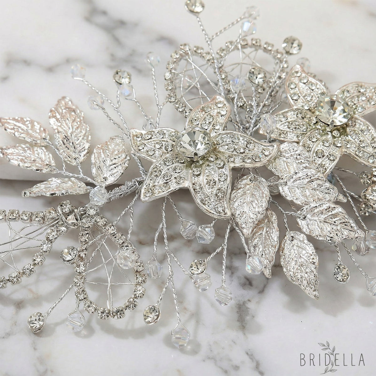 Silver Rhinestone Pearl Bridal Headband Wedding Hairpiece - Bridella BHP282-S - Silvery - HEADWEAR