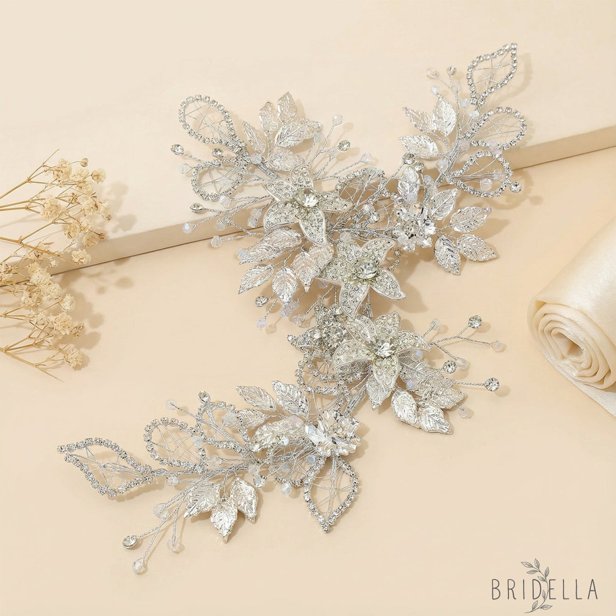 Silver Rhinestone Pearl Bridal Headband Wedding Hairpiece - Bridella BHP282-S - Silvery - HEADWEAR