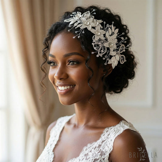 Silver Rhinestone Pearl Bridal Headband Wedding Hairpiece - Bridella BHP282-S - Silvery - HEADWEAR