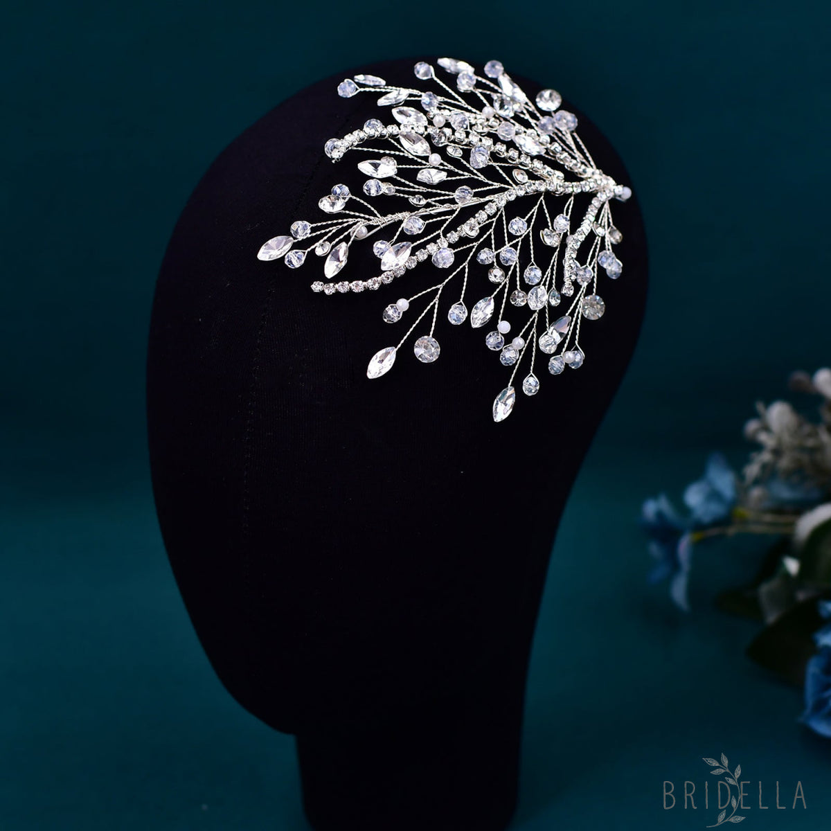 BHP587-S silver rhinestone pearl headwear