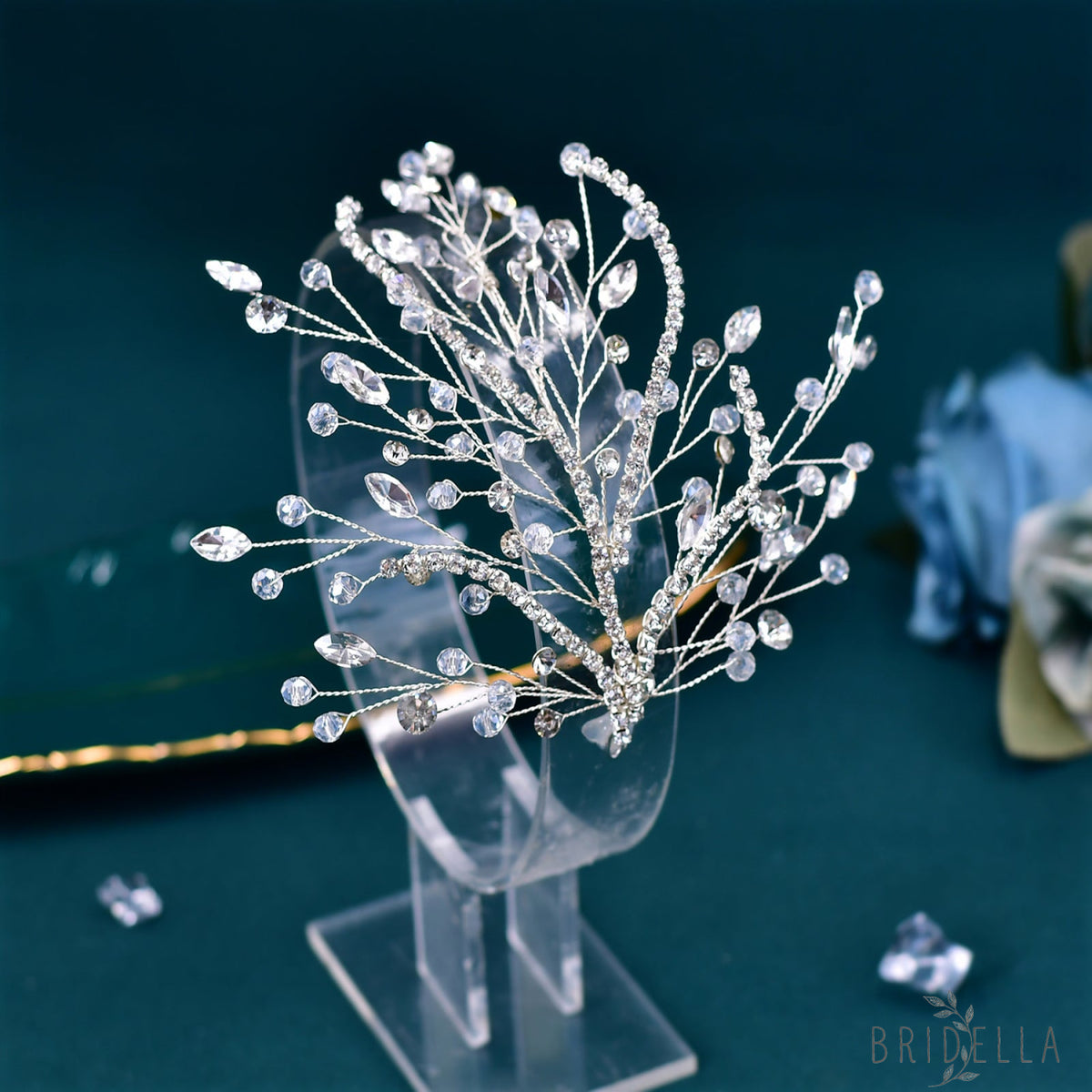 BHP587-S silver rhinestone pearl headwear