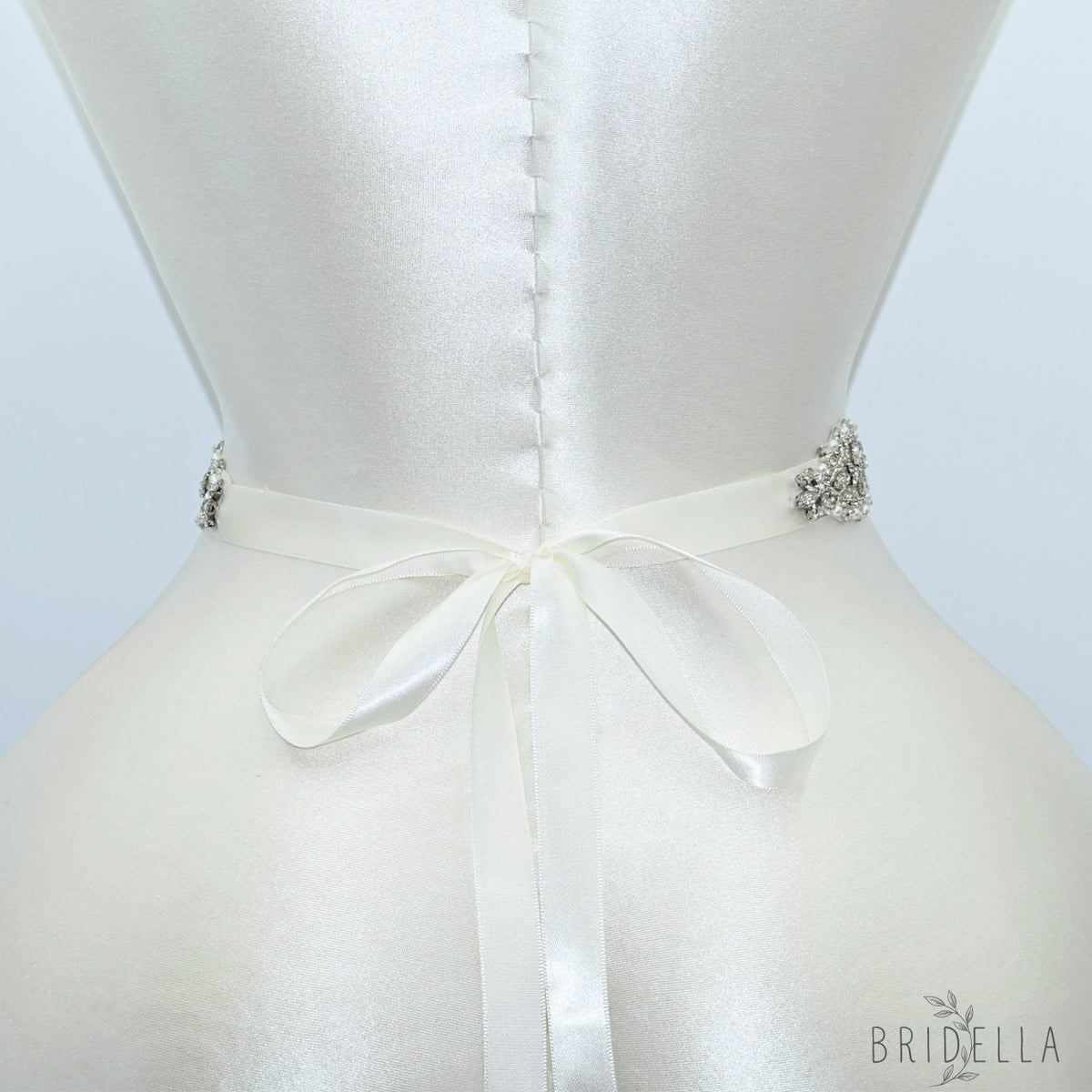 Silver Rhinestone Pearl Bridal Sash Wedding Dress Belt – Bridella BS119 - Sliver - Belts
