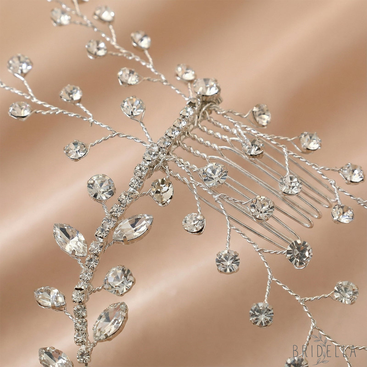 Silver Rhinestone Pearl Bridal Tiara Crown - Bridella BHP466-S - Silvery - HEADWEAR