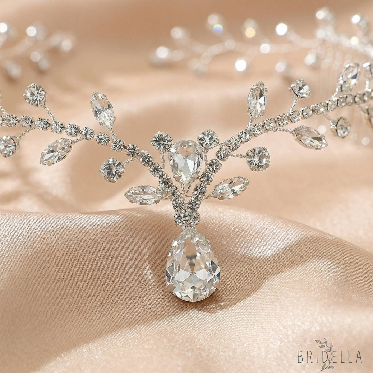 Silver Rhinestone Pearl Bridal Tiara Crown - Bridella BHP466-S - Silvery - HEADWEAR
