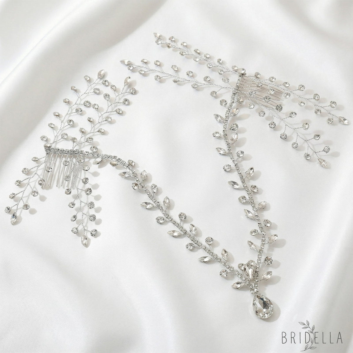 Silver Rhinestone Pearl Bridal Tiara Crown - Bridella BHP466-S - Silvery - HEADWEAR