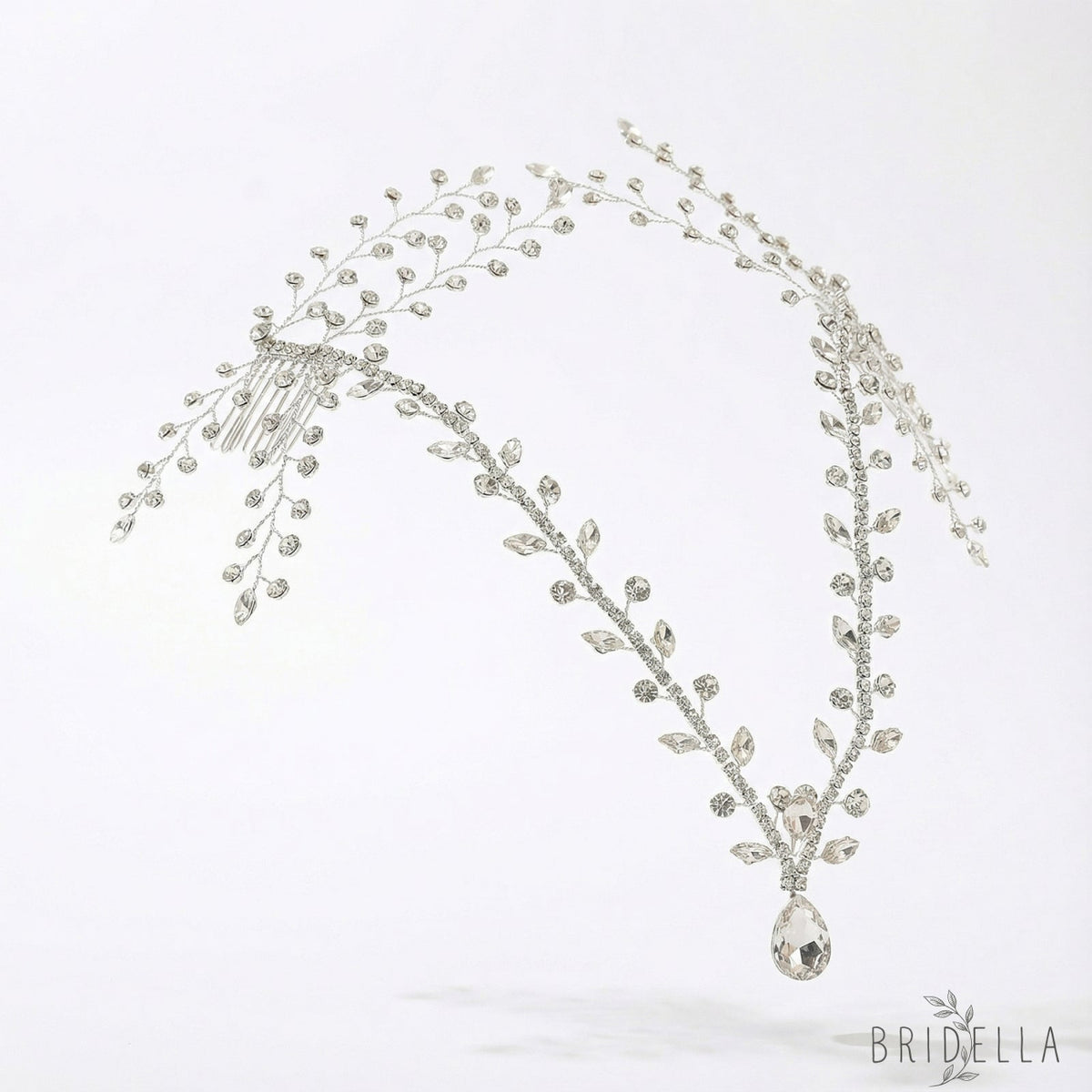 Silver Rhinestone Pearl Bridal Tiara Crown - Bridella BHP466-S - Silvery - HEADWEAR