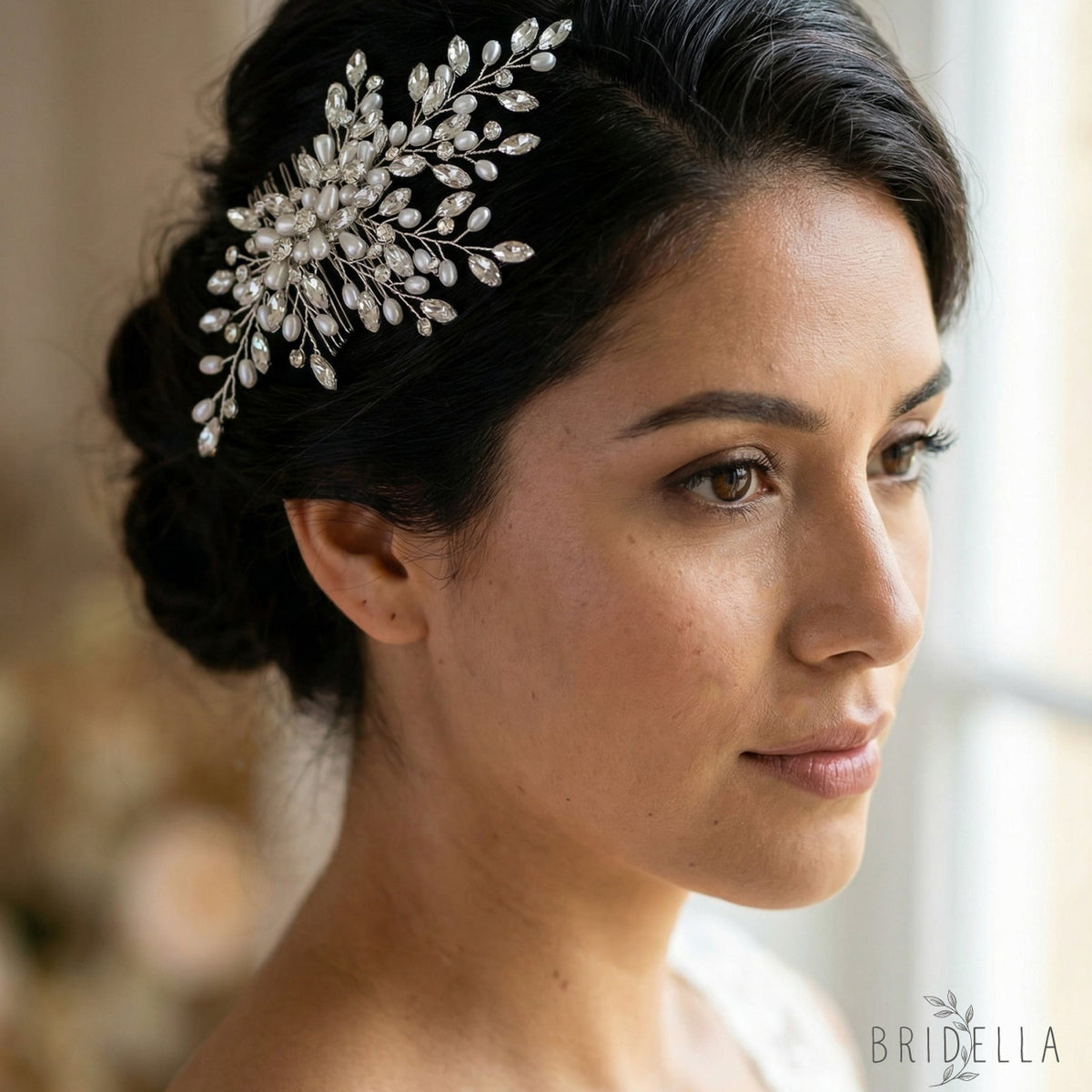 Silver Rhinestone Pearl Bridal Tiara Crown - Bridella BHP527-S - Silvery - HEADWEAR