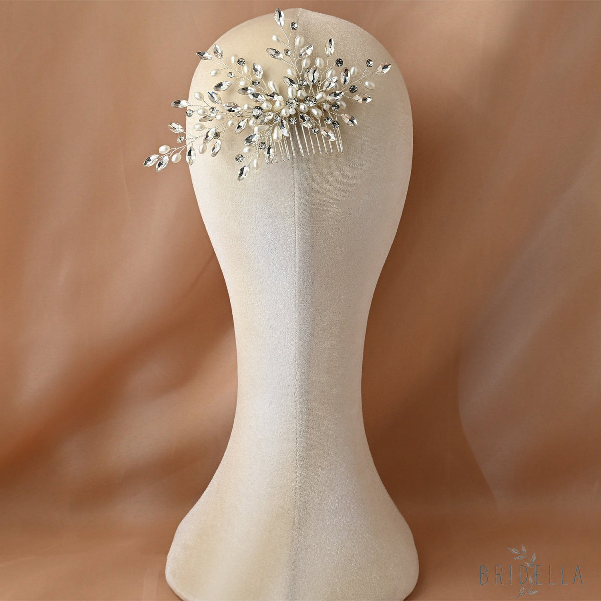 Silver Rhinestone Pearl Bridal Tiara Crown - Bridella BHP527-S - Silvery - HEADWEAR