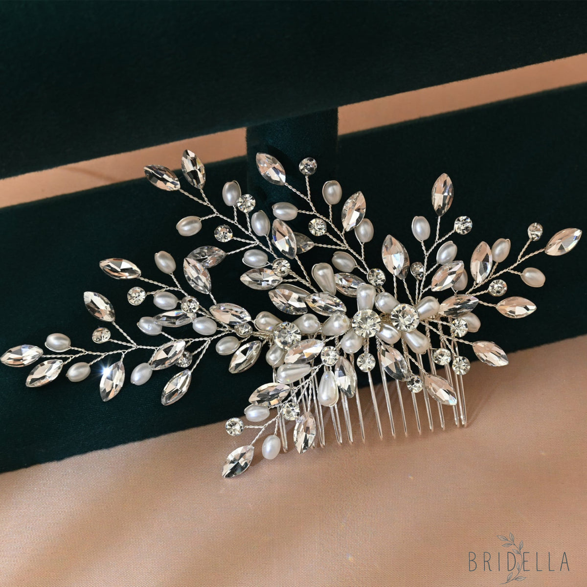 Silver Rhinestone Pearl Bridal Tiara Crown - Bridella BHP527-S - Silvery - HEADWEAR