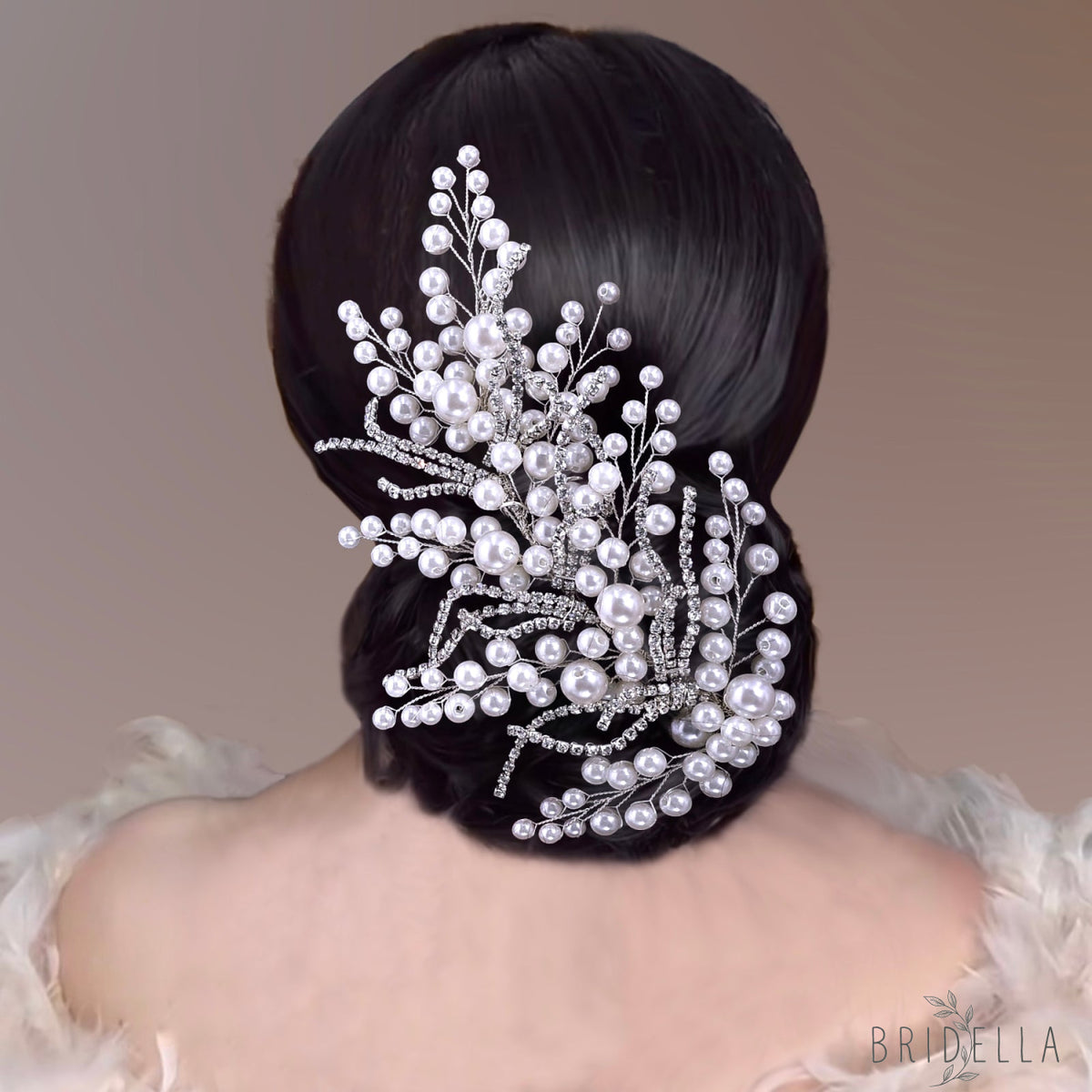 BHP731-S silver rhinestone pearl tiara