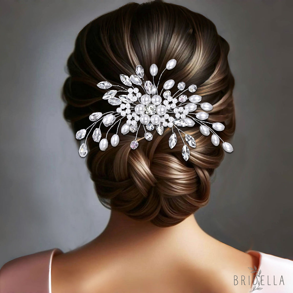 BHP836-S silver rhinestone pearl tiara